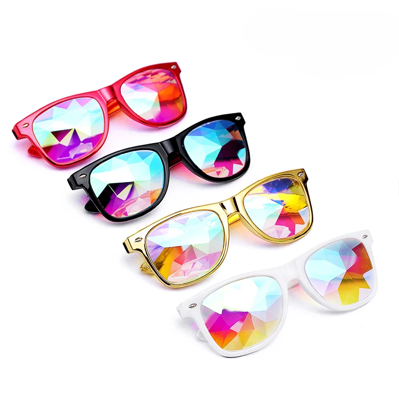 Радужные квадратные очки-калейдоскопы для мужчин и женщин EDM легкие дифракционные футуристические солнцезащитные очки Классический дизайн рейверская Праздничная очки