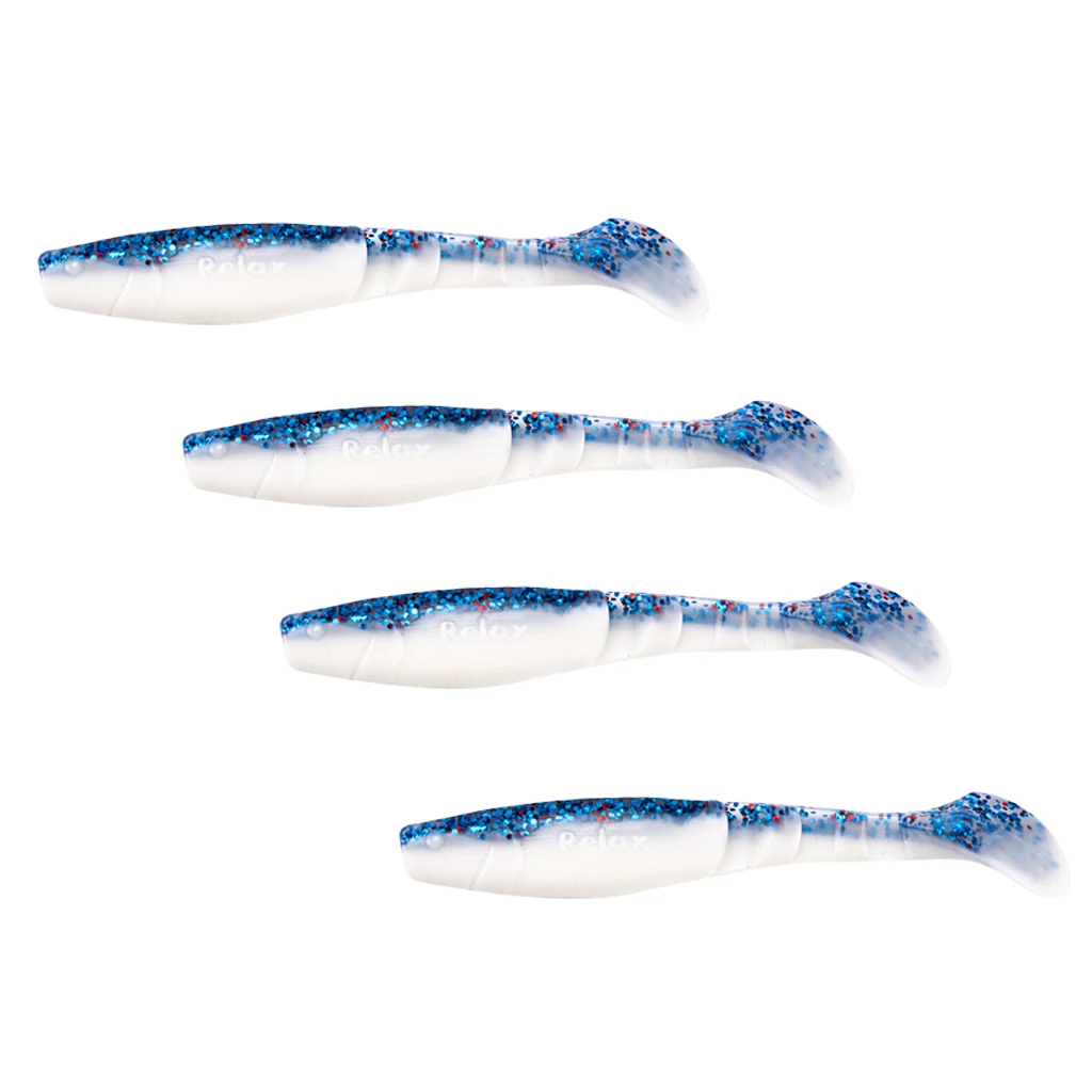 Perfeclan 4Pcs T Tail Soft Fish Lures Fishing Worm Baits Swimbaits for Jig Head & Offset Hook Soft Fish Lure Soft Fishing Lures