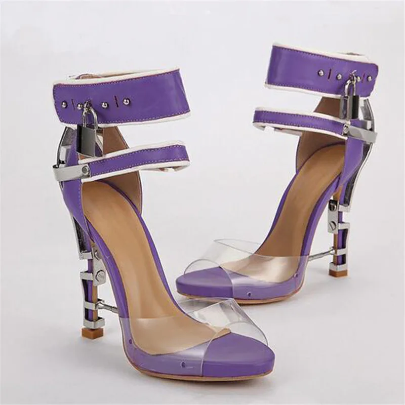 Jady Rose/Дизайнерские женские сандалии-гладиаторы с кристаллами; прозрачная обувь из ПВХ на высоком каблуке; босоножки с ремешком на щиколотке, украшенные висячим замком; женская свадебная обувь