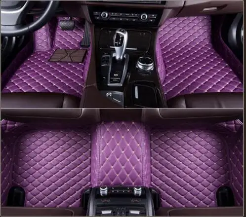 Флэш-память коврик кожаные автомобильные коврики для Audi Q7 2006 2007- Пользовательские Авто тормозные колодки автомобильного ковролина чехлы - Название цвета: purple