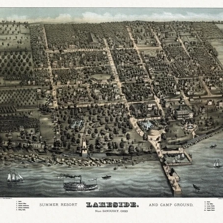 Historic Map of Sandusky Ohio 1884 Erie County Poster Print (36 x 54)