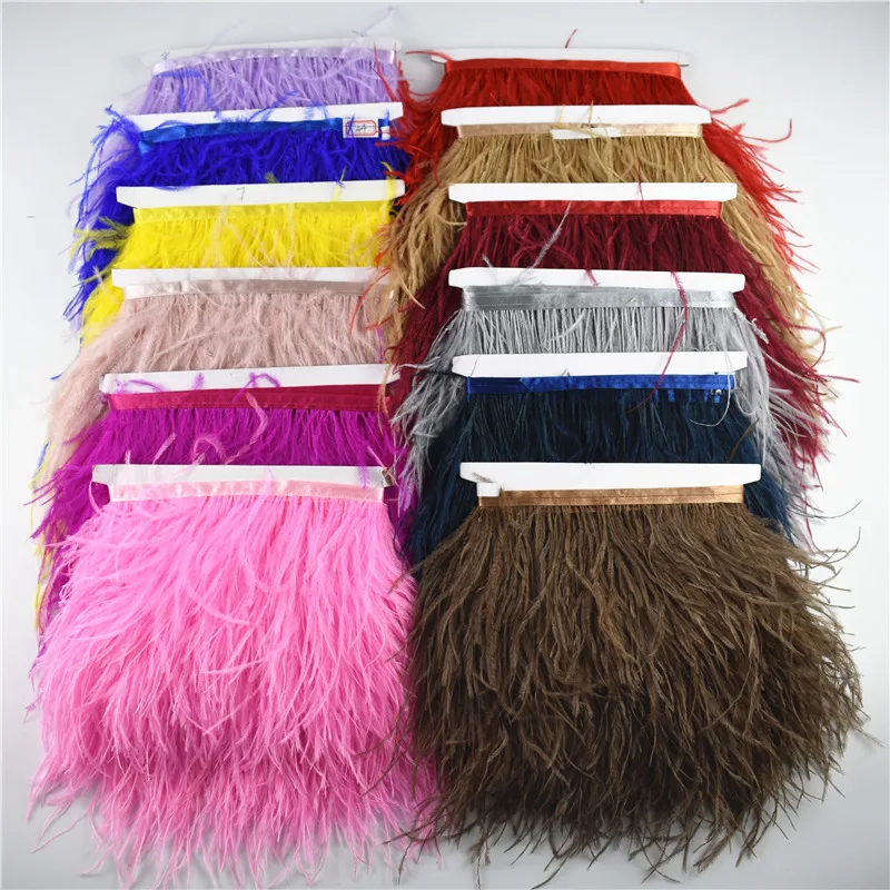 

1 Meter 10-15CM Ostrich feather trims for skirt/dress White ostrich feathers ribbon DIY feather For Crafts Plumage Clothing