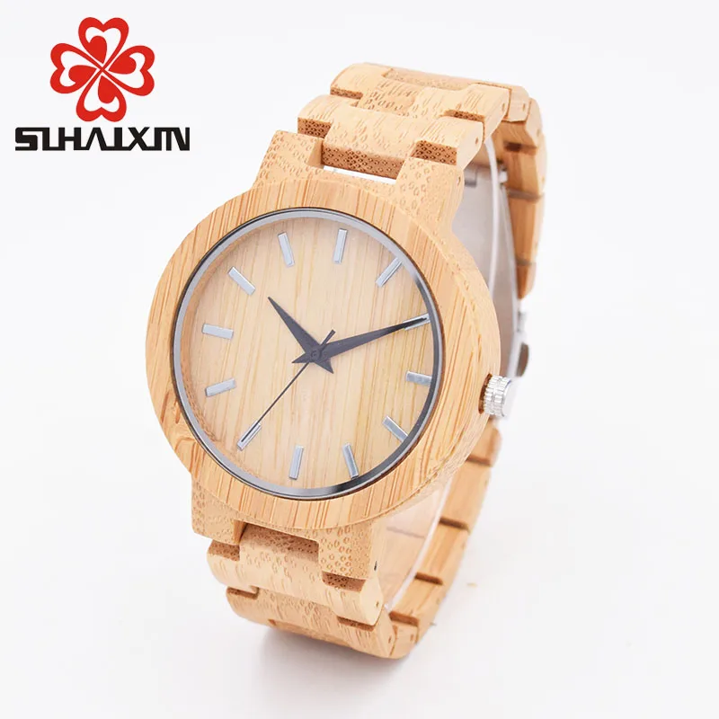 

SIHAIXIN All Bamboo Wooden Strap Watches Men Naturally Minimalism Luxury Clock Man As Lightweight Gift Male Relojes De Pulsera