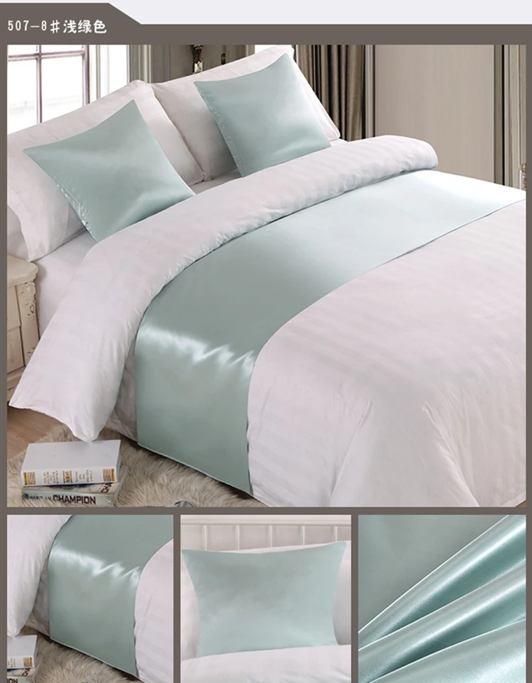 RAYUAN Silk and Satin Bedspreads Silk Fabrics Bed Runner Bedding Single Queen King Bed Cover Towel Home Hotel Decorations