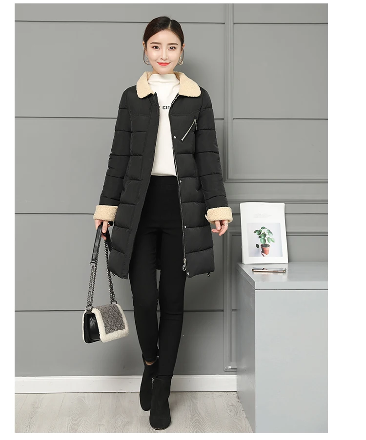 Women Jacket Winter Coats Long Outwear Jackets Cotton Padded Clothing Zipper Warm Winter Jacket 2018 Korean Ladies Coat CH642 (9)