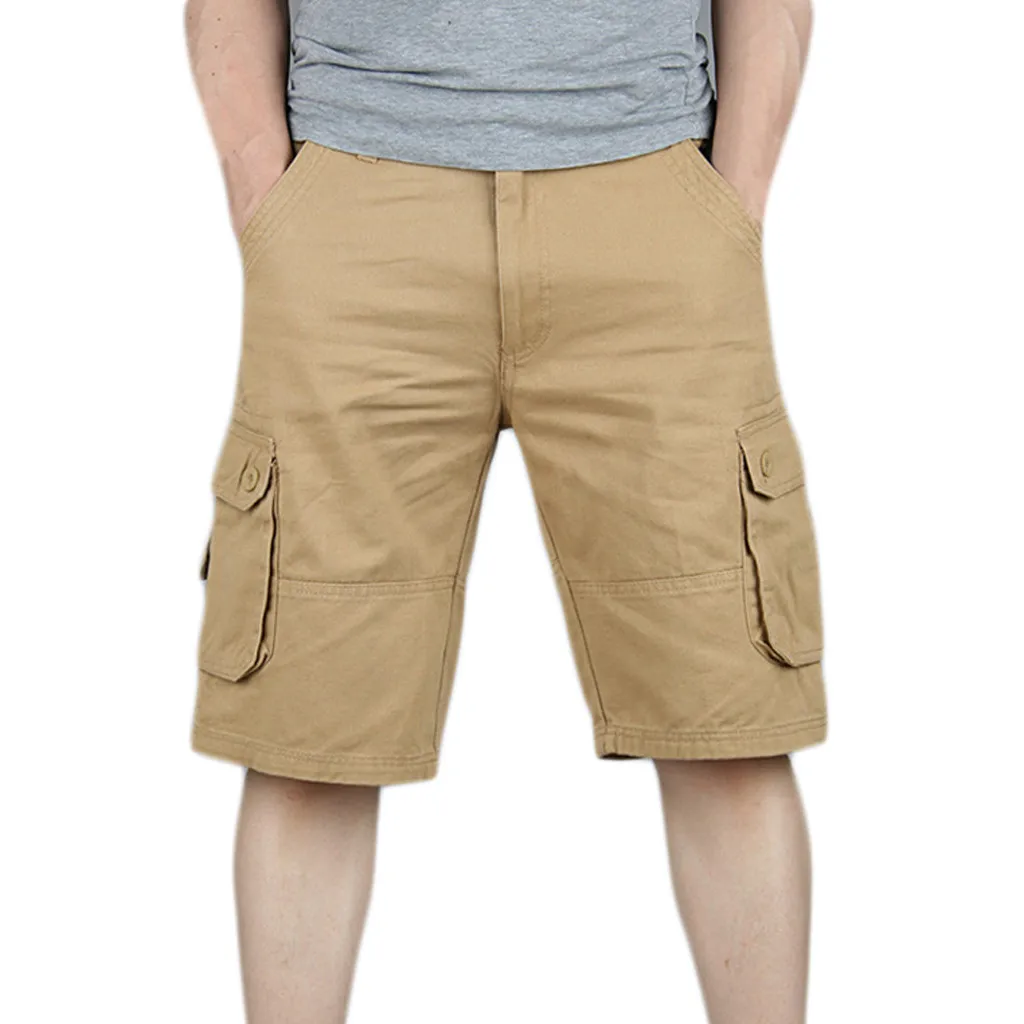 

2019 Men's short Casual Cotton Pocket Solid Outdoors Work Trouser Cargo Short Pants short masculino clothes c0322
