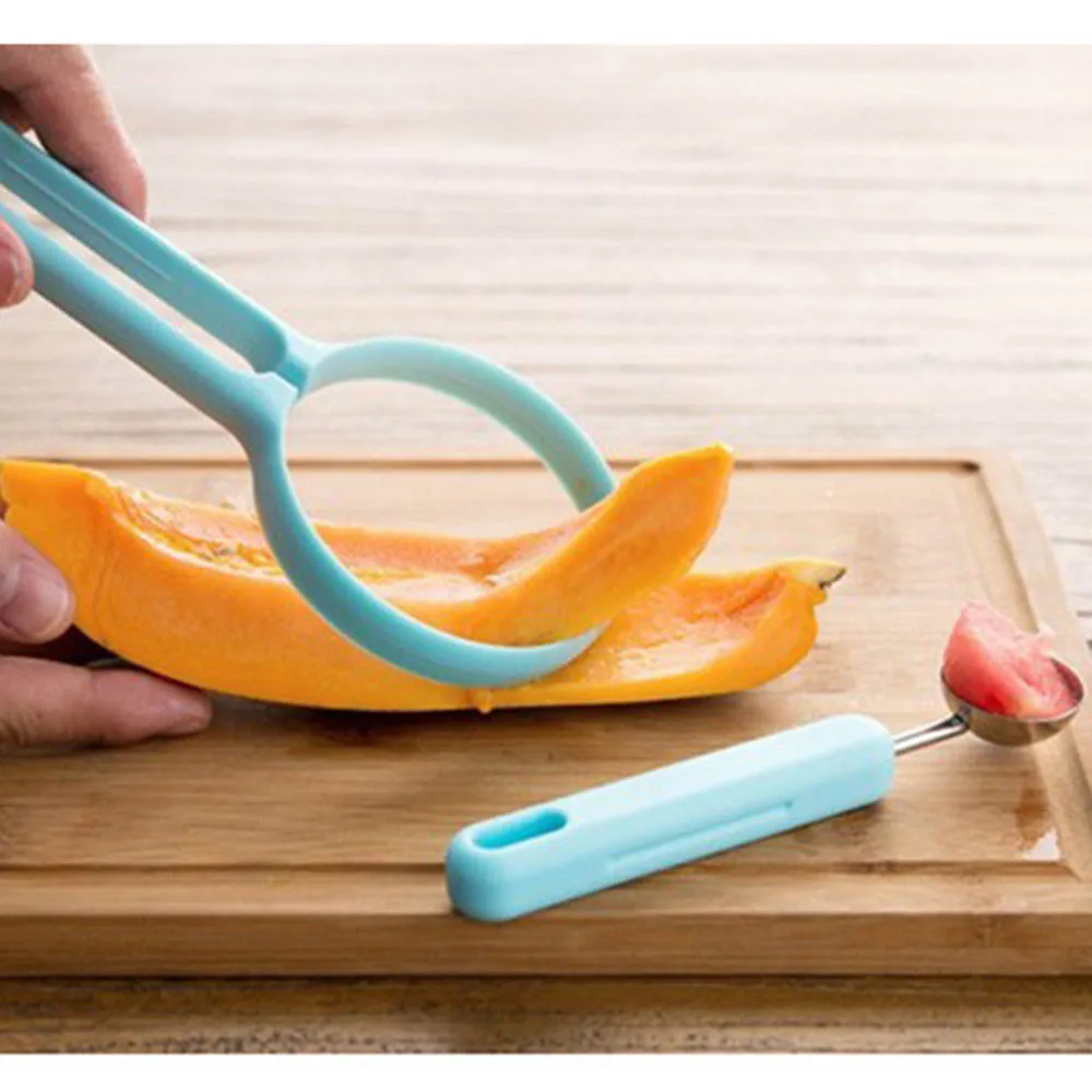 2 In 1 Fruit Set Melon Scoop Baller Peeler+Spoon Random Plastic Fruit