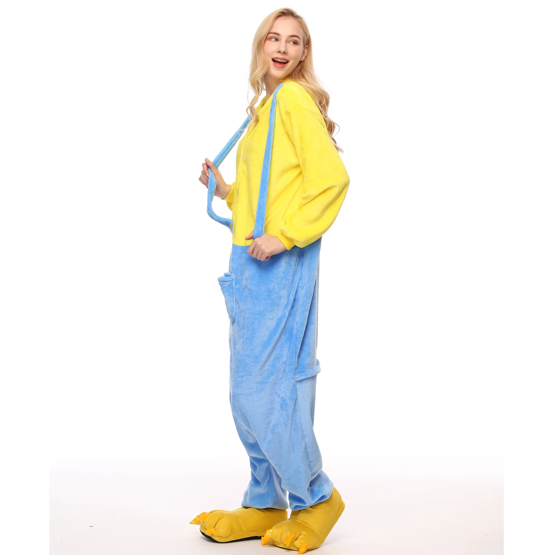 

Kigurumi Yellow Minions Pajama Adult Animal Onesies for Women Men Couple Winter Pajamas Sleepwear Flannel Pijamas pyjama