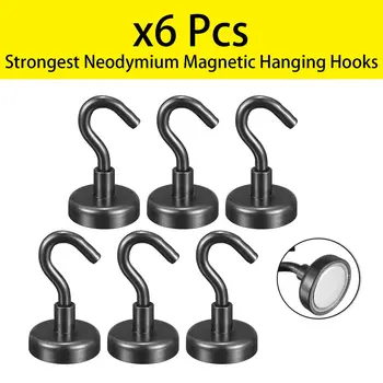 

6pcs 25mm OD Magnetic Hook Neodymium Magnet Magnetic Holder Salvage Tool