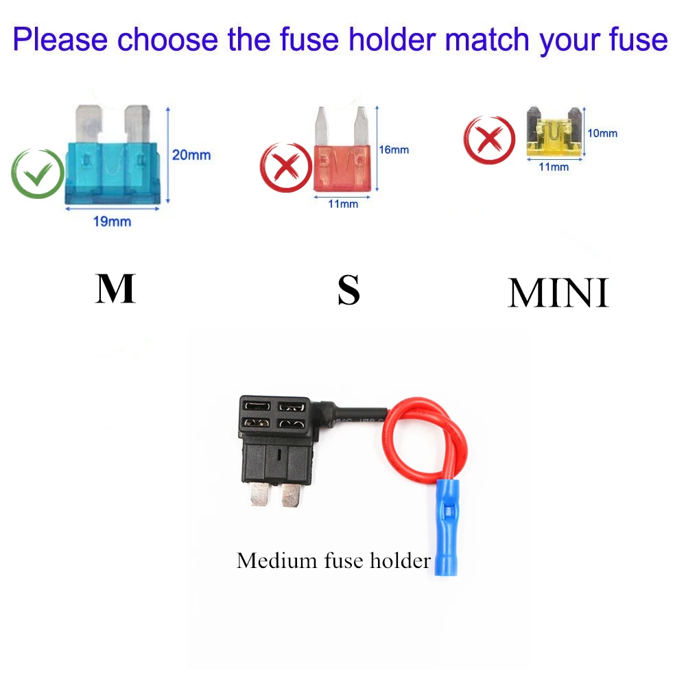 1PCS 12V MINI SMALL MEDIUM Fuse Holder Add-a-Circuit Fuse TAP Adapter ATM APM Blade Holder for Car SUV Adding Circuits DIY