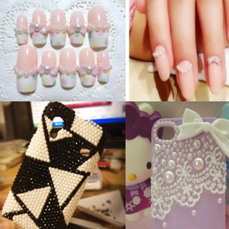 

Hot 3/4/5/6/8/10mm 2000-100 pieces/lot Acrylic Half Round Imitation Pearl Beads For DIY Jewelry Phone Decoration Nail Art
