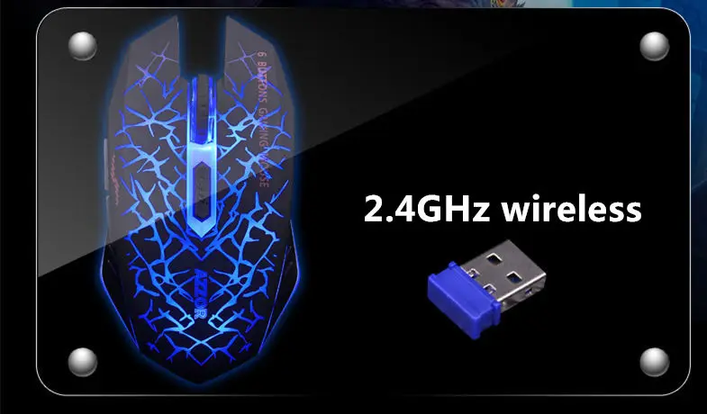 AZZOR перезаряжаемая Беспроводная игровая мышь Бесшумная 2,4G оптическая 2400dpi USB мышь красочная подсветка геймерская мышь для компьютера ноутбука