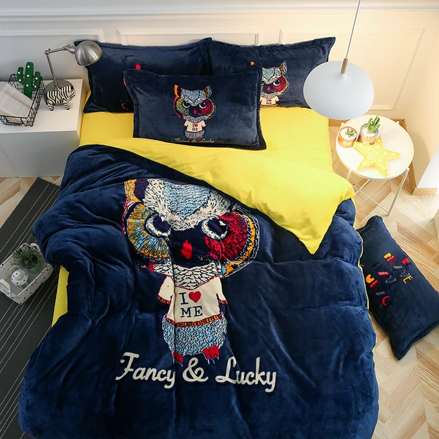 2017 flannel luxury cartoon mr owl bedding set twin queen size for flannel owl sheets