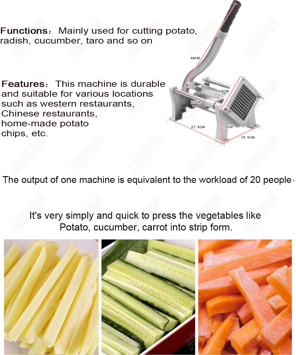 ST1 commerical manual aluminum die-casting potato chipper cutter potato chips cutting machine