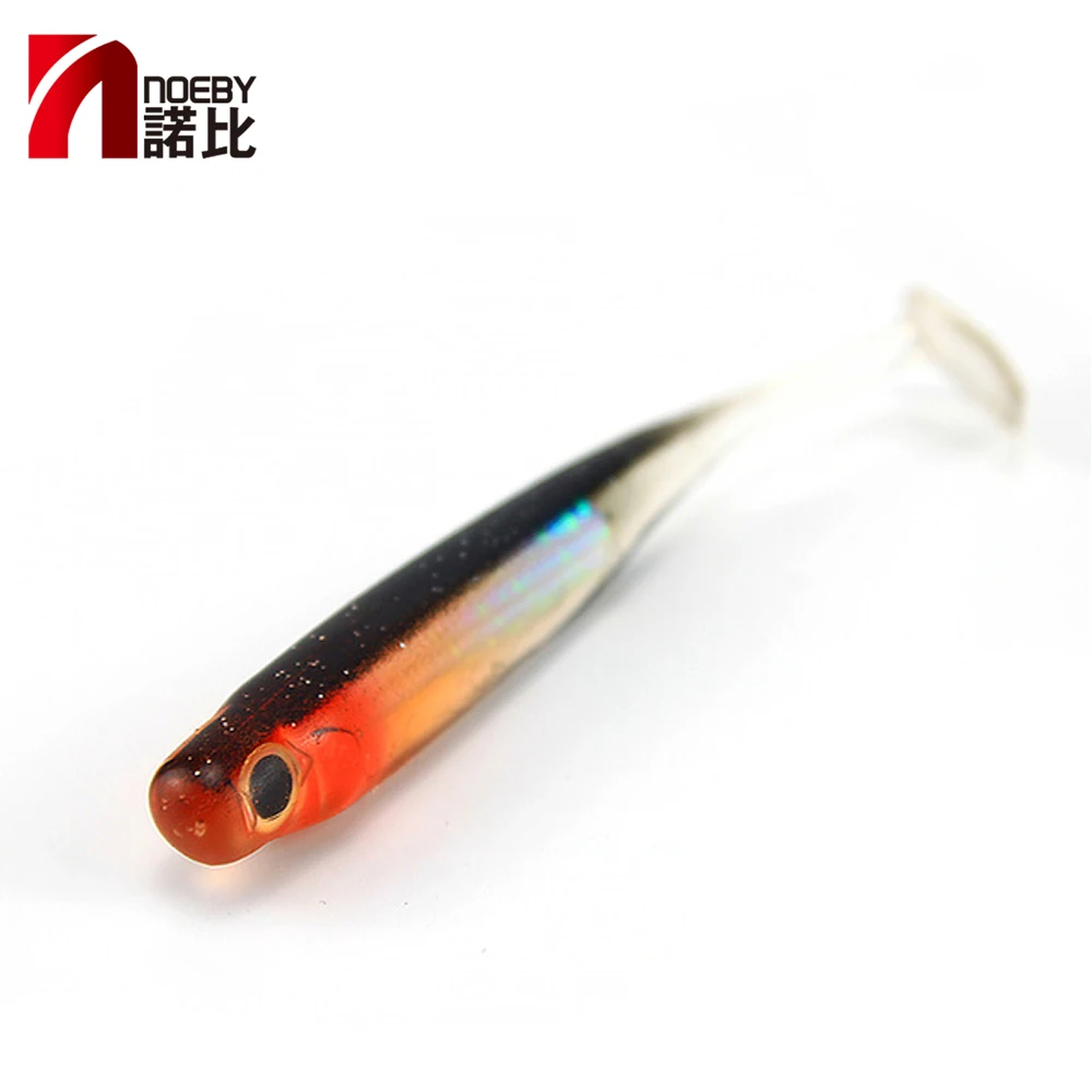 

NOEBY W8024 soft fishing Lure silicone bait leurre souple 75mm 115mm t tail inner laser for sea bass pike perch