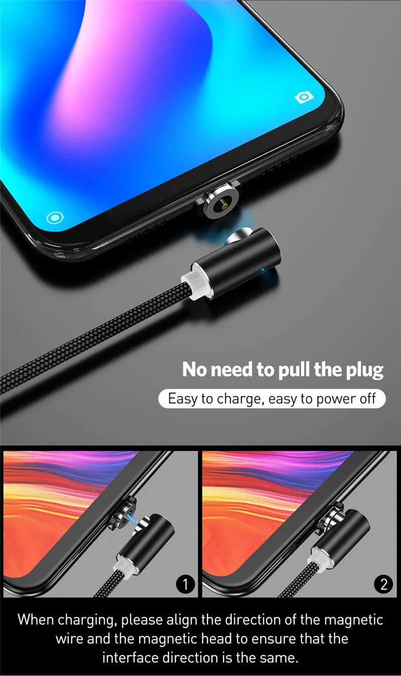 Moskado локоть Magentics кабель быстрой зарядки для Android Micro usb type-C магнит зарядное устройство Шнур для iphone ios