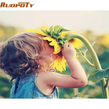 

RUOPOTY Framed Girl Flowers DIY Painting By Numbers Acrylic Paint By Numbers Modern Wall Art Picture Canvas Painting Home Gift