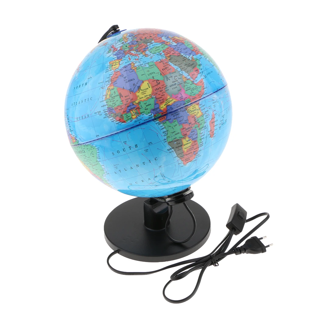 Светящийся спиннинг, глобус мира, географический глобус, стоячий Ночной светильник, штепсельная вилка европейского стандарта