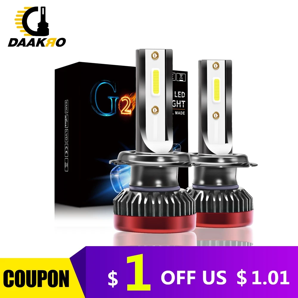 

2PCS 6000K Mini G2 LED H1 H7 H8 H9 H11 9005 9006 9012 120W 4000LM LED Lamp Headlight Kit Car Hi/Lo Beam Bulbs Super Bright HD