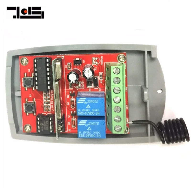 

Universal 2 channel Wireless Garage Door 433MHZ Rolling Code Receiver free shipping