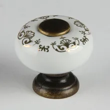 dresser pulls knobs drawer shoe cabinet knobs pulls 25mm vintage brass Printing ceramic furniture door small knobs handles pulls