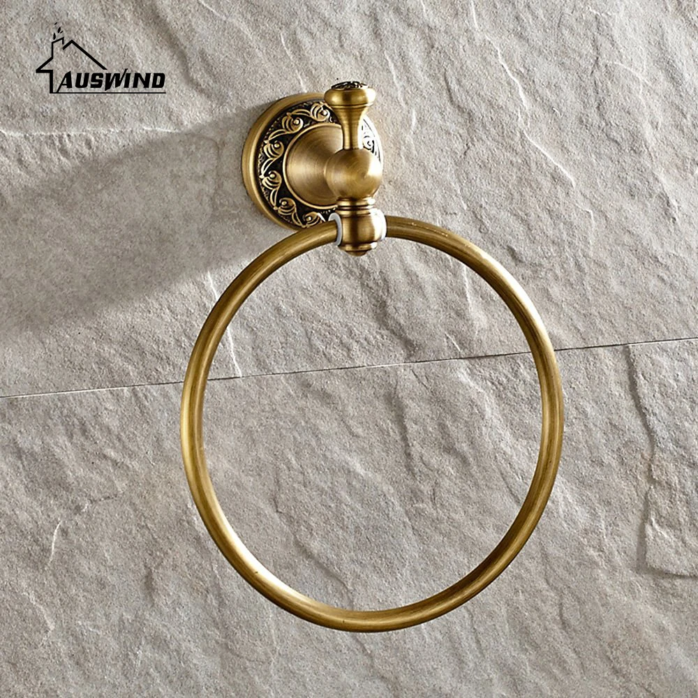 European Gold Plated Towel Rings Ti pvd Coating Towel Rack Shelf Solid
