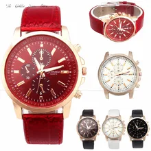 Novo 2016 relogio Reloj Relógio Mostrador Analógico de Quartzo de Couro Relógio Das Mulheres Dos Homens do amante Unisex Genebra Relógio de Pulso do Esporte presente 1222d40