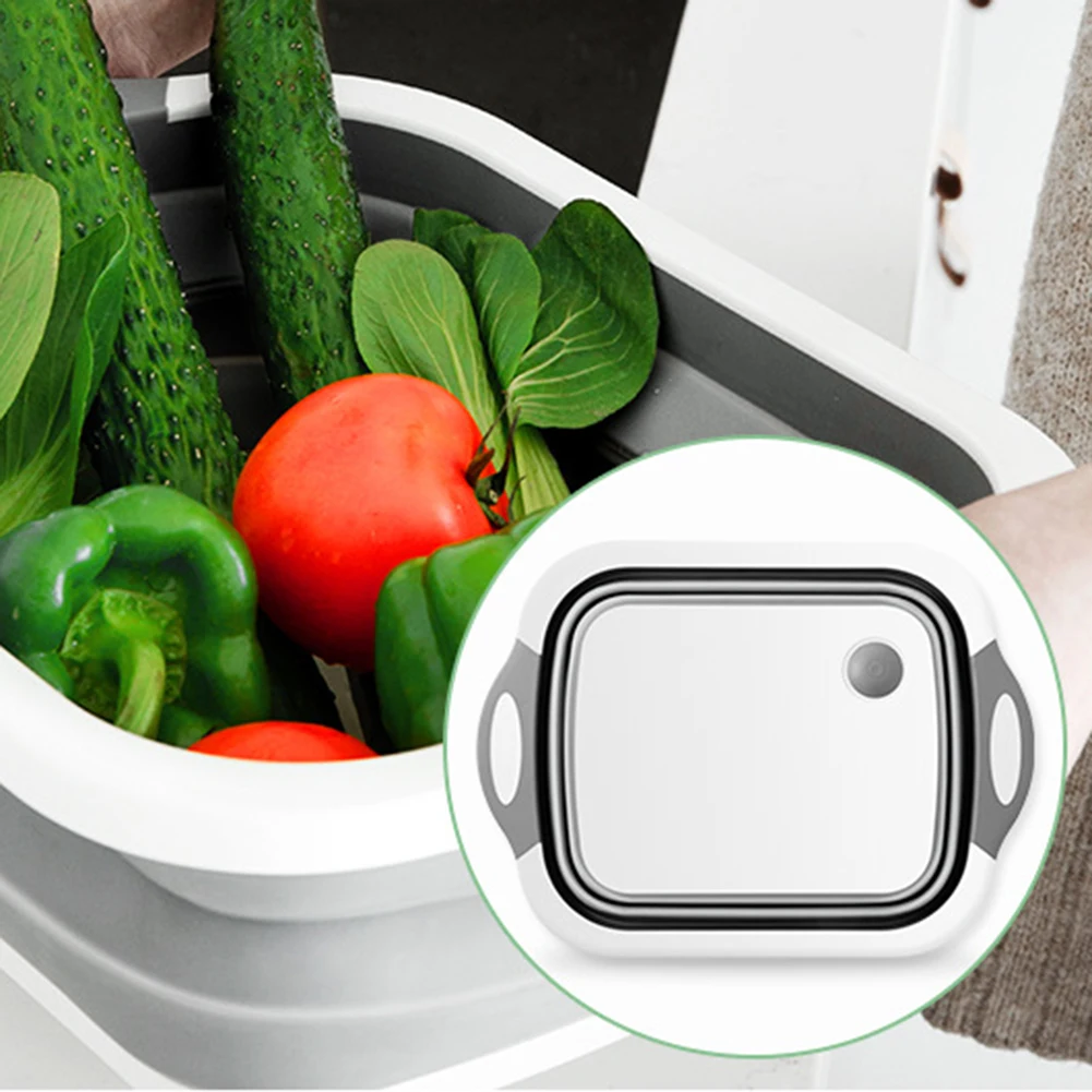 Foldable Plastic Draining Basket Multi-Function Washing Baskets Kitchen Vegetable Fruit Strainer Storage Wash Basin