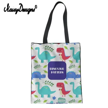 

Noisydesigns Cartoon Dinosaur Print Shoulder Canvas Bag Women Shopping Ladies Large Travel Tote Female Reusable Handbag Girl