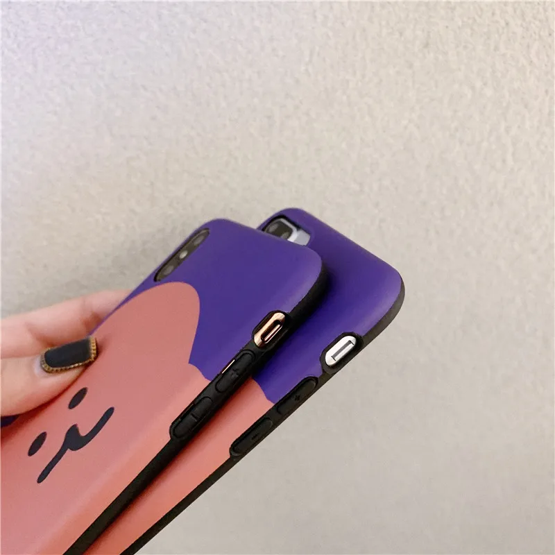 Bear women silicone for iPhone case soft cartoon purple background pattern cover for iPhone 6 s 7 8 Plus X XS MAX XR cute fundas