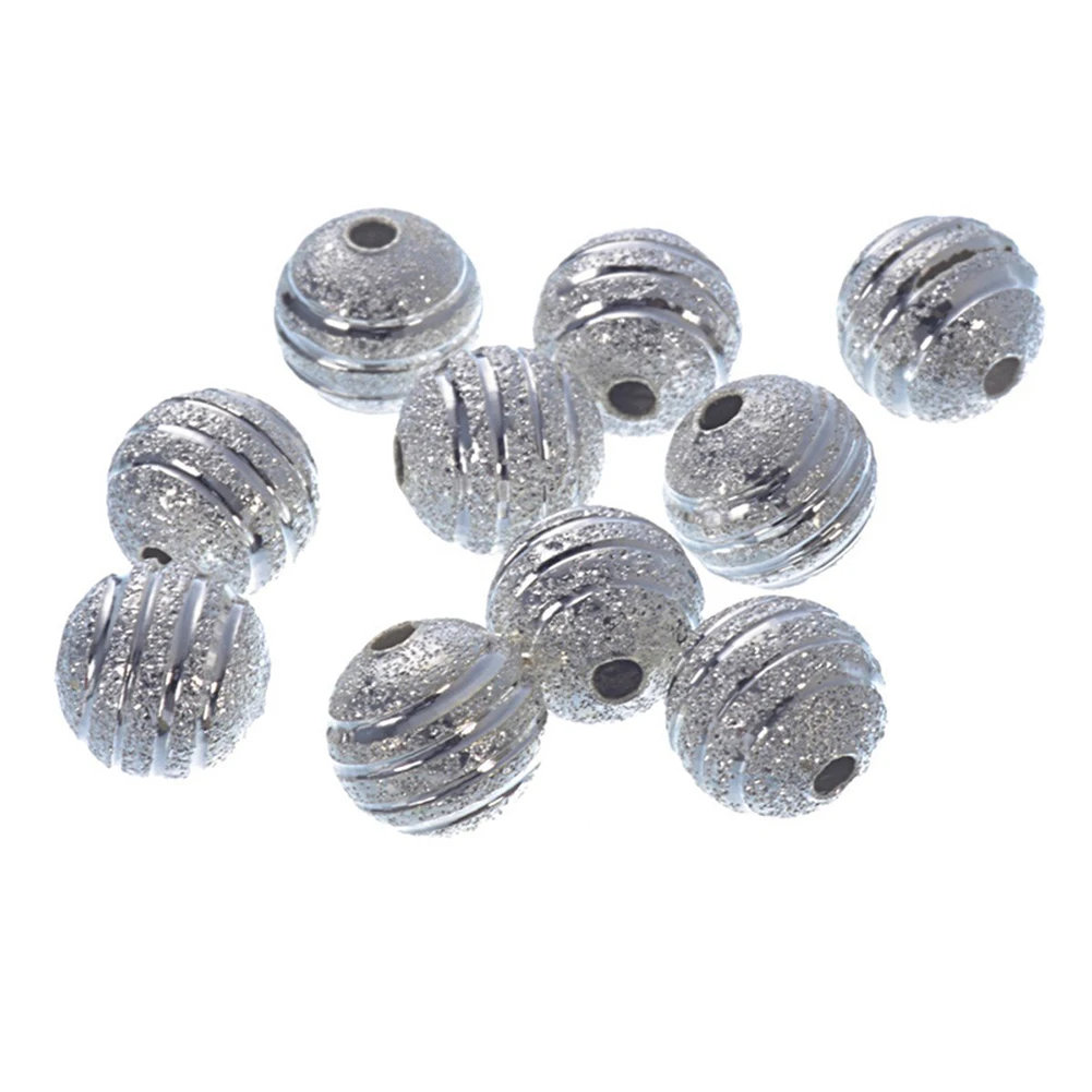 80 X SILVER PLATED Frosted SPACER BEADS 8 MM Crafts Jewellery Making Beads font b Fashion