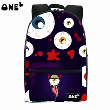 2016 ONE2 Дизайн big eyes призрак pattern нейлон печати рюкзак школы милый творческий рюкзак для женщин