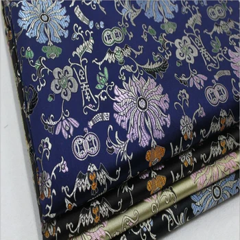 

HLQON 75cm width yarn dyed brocade satin fabric for patchwork felt tissue telas cheongsam dress children cloth coat bed sheet