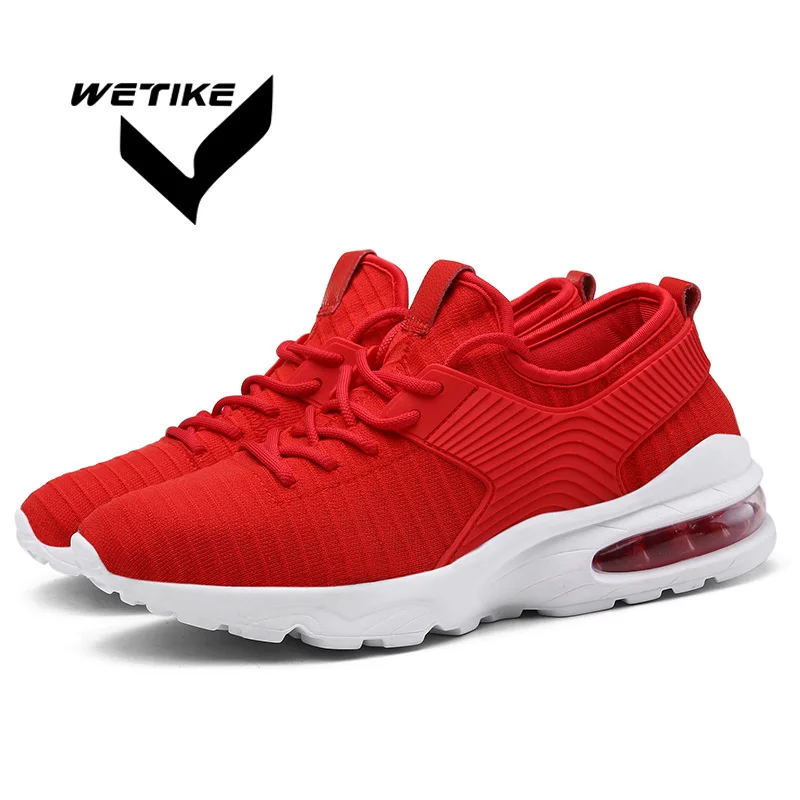 

Men Running Shoes Fly Knit Sport Shoes Leisure Breathable Mesh Outdoor Black / White Air Cushion Sneakers Plus Size