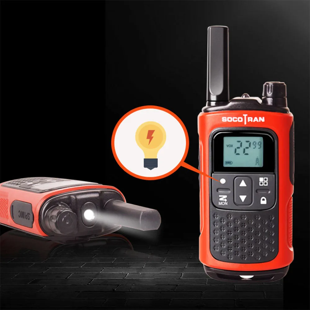 1 пара беслицензионных Walkie Talkies FRS/GMRS Long Range ham радио аккумуляторная батарея Socotran T80 0,5 W 22CH VOX ЖК-фонарик