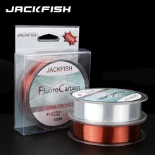 Jackfish 100m fluorocarbon linha de pesca 5-30lb super forte marca líder linha clara linha pesca com mosca