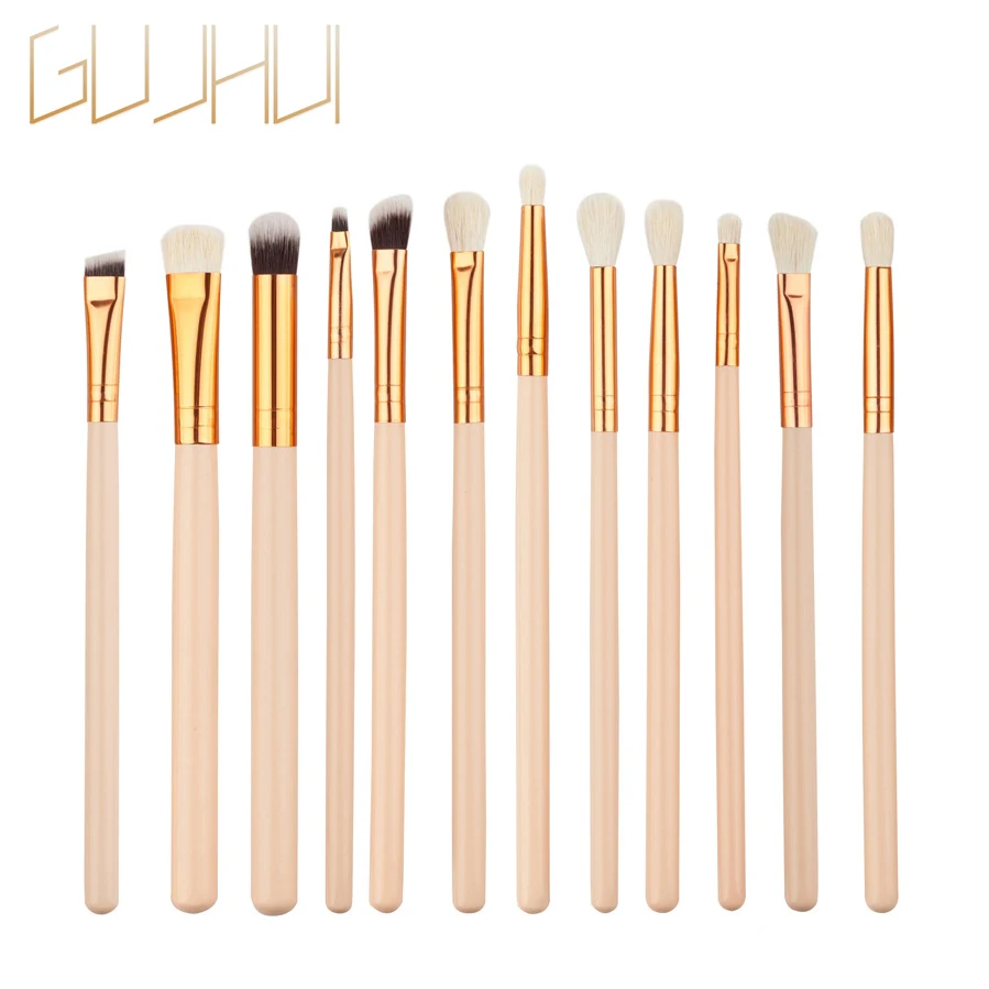 

GUJHUI 12Pcs Professional Eyes Makeup Brushes Set Rose Gold Eyeshadow Eyebrow Eyeliner Concealear Blending Powder Smudge Brush