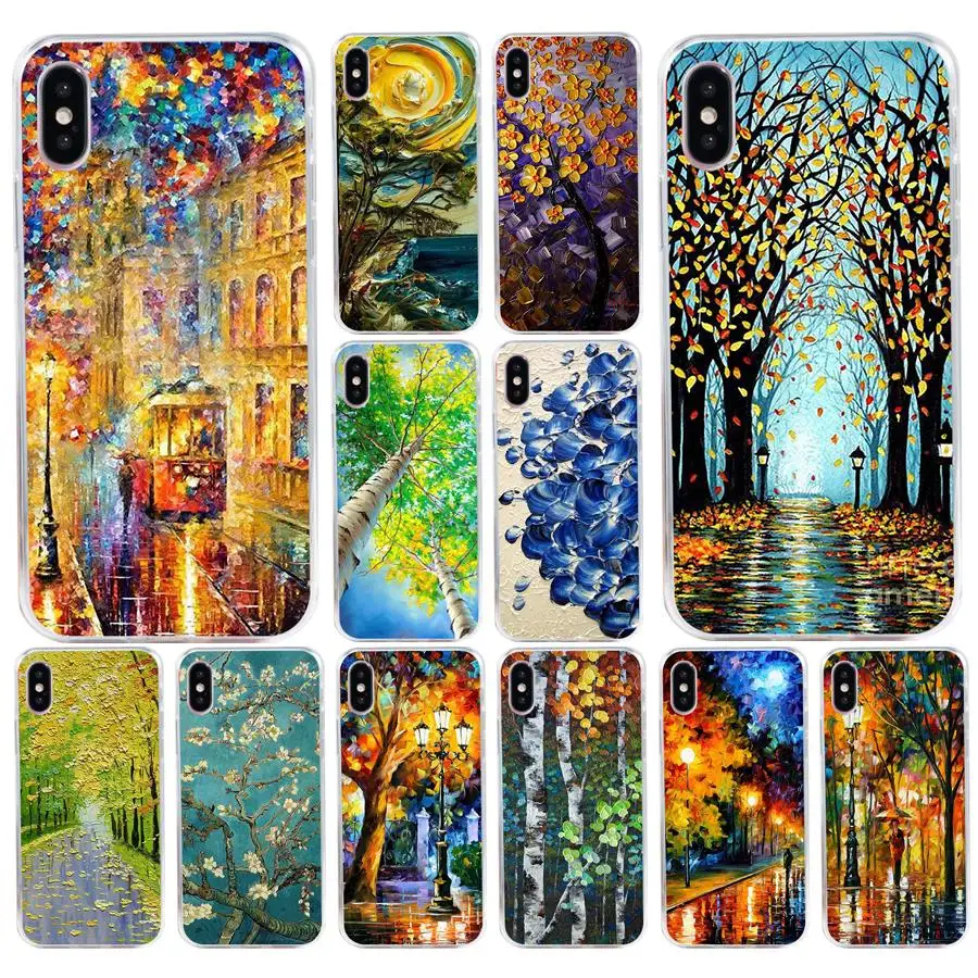 148H Super Hot Painting Tree Custodia Morbida In Silicone Tpu Cover Per Iphone 5 5S Se X Xr Xs Max Case