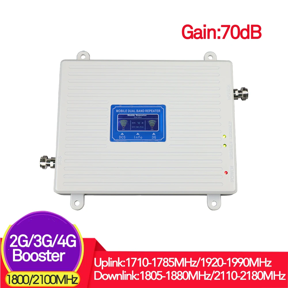 

ZQTMAX dual band repeater 1800 2100 2g 3g 4g signal booster , DCS 1800mhz for 2g 4g cellular repeater WCDMA UMTS for 3g internet