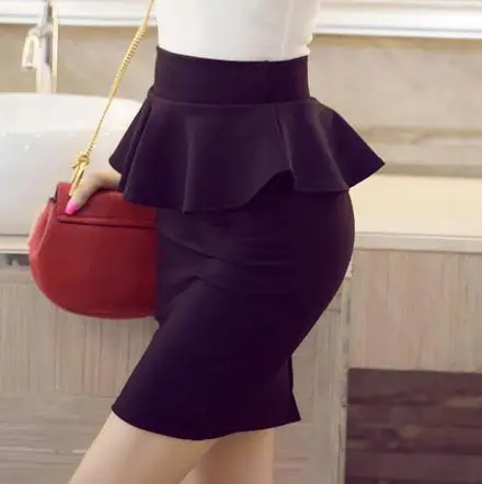 

Free shipping Women Fashion Bodycon Peplum Skirt High Quality Plus Size Cheap Price Ruffles Waist Ladies Pencil Mini Skirt S-5XL
