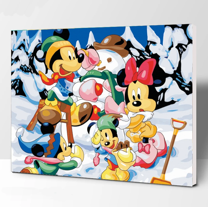 

Mickey Mouse DIY Digital Oil Painting By Numbers Europe Abstract cotton Painting for Living Room Wall Art no framed 40x50