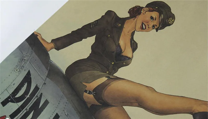 Ретро мировая война 2 Сексуальная булавка девушка плакат декоративной живописи винтажные плакаты картина на крафт-бумаге военный БАР стикер стены