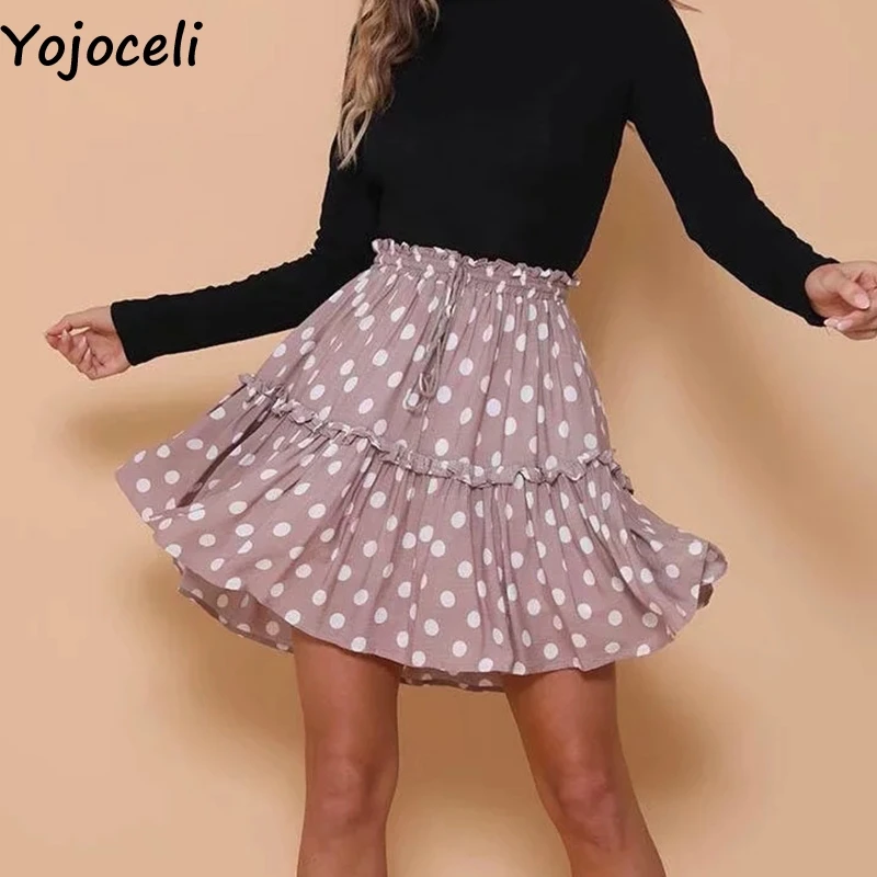 Yojoceli مثير البولكا نقطة طباعة عالية الخصر التنانير إمرأة الخريف عارضة كشكش لطيف تنورة الإناث أسفل Yojoceli مثير البولكا نقطة طباعة عالية الخصر التنانير إمرأة الخريف عارضة كشكش لطيف تنورة الإناث أسفل