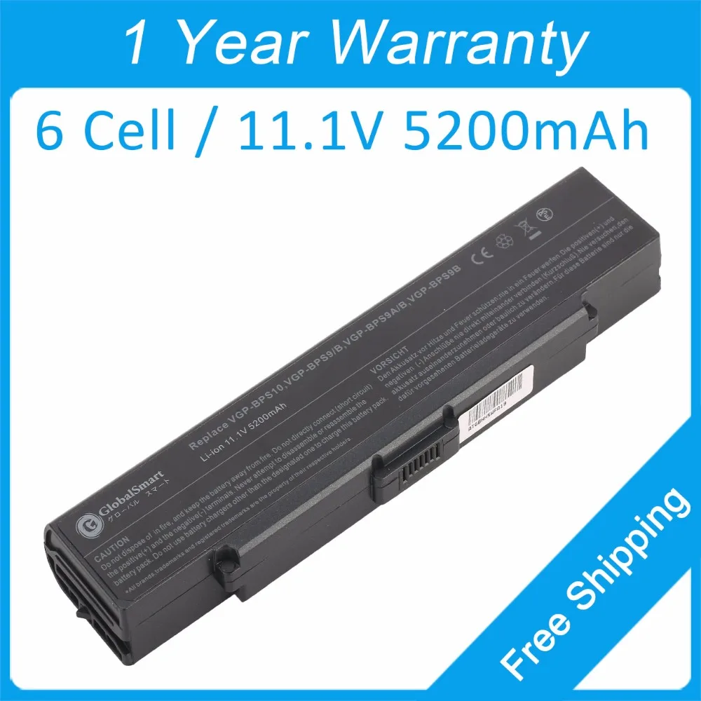 5200mah laptop battery VGP BPS9/B VGP BPS9A/B for sony VGN NR51 VGN