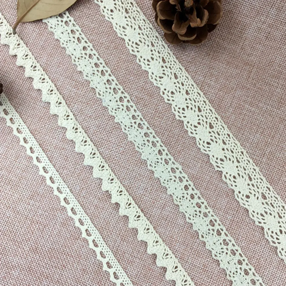 

Apparel Sewing Fabric 5 Yards DIY Ivory Cream Black Trim Cotton Crocheted Lace Fabric Ribbon Handmade Accessories Craft
