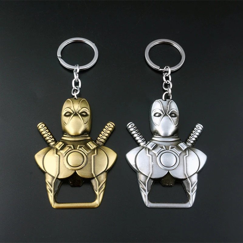 

Fashion Deadpool Keychain Beer Bottle Opener Key Rings For Gift Car Key Chain Movie Key Holder Souvenir Accessories