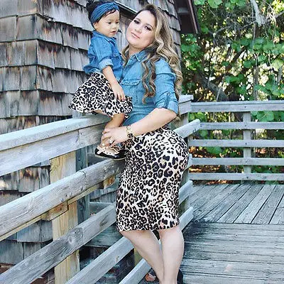 Camicia di jeans abbinata alla famiglia + gonna leopardata Set di  abbigliamento donna mamma neonata abiti alla moda|family matching|matching  familyfamily matching shirts - AliExpress
