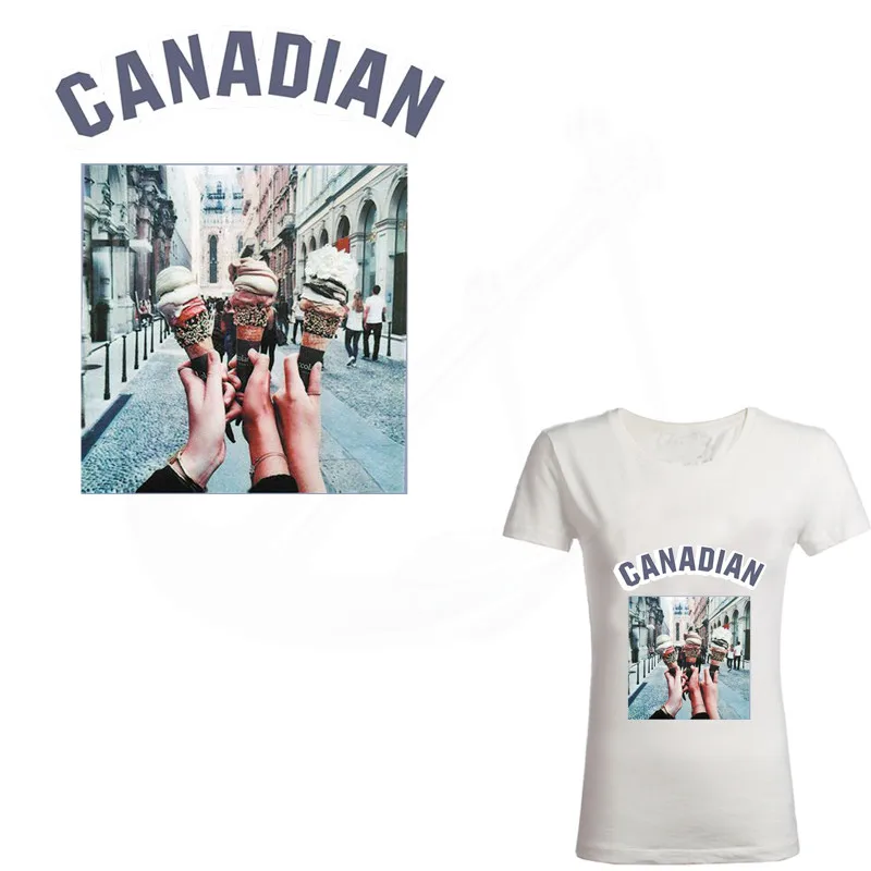 

2017 new Europe Retro CANADIAN 27*23.5cm DIY patches for clothing jacket T-shirt Thermal transfer