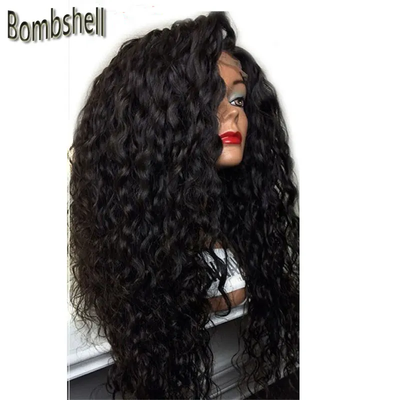 Bombshell, 180%, объемный, свободный, кудрявый, черный/розовый/коричневый/розовый, синтетический парик на кружеве для женщин, термостойкие волокнистые волосы