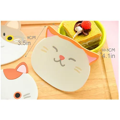 Cat Cup Silicone Coaster Mug Rubber Mat for Wine Glass TeaBest Housewarming Beverage Drink Beer Home House Kitchen Decor (3)